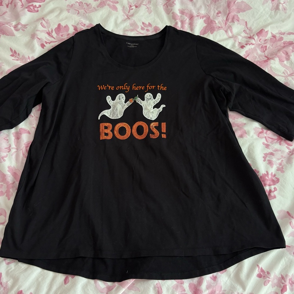 Catherine’s black Halloween shirt
